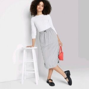 Women's Utility Midi Skirt - Wild Fable Light Gray SMALL NWOT